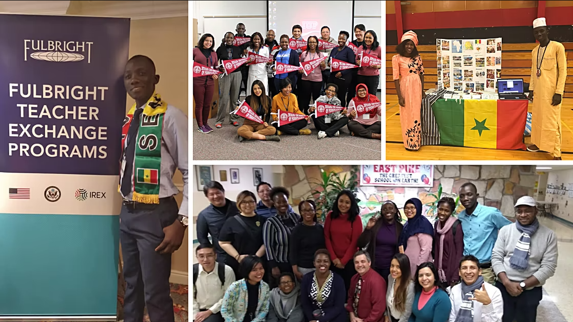collage of four images with Lamine Cisse during his Fulbright Teacher Exchange