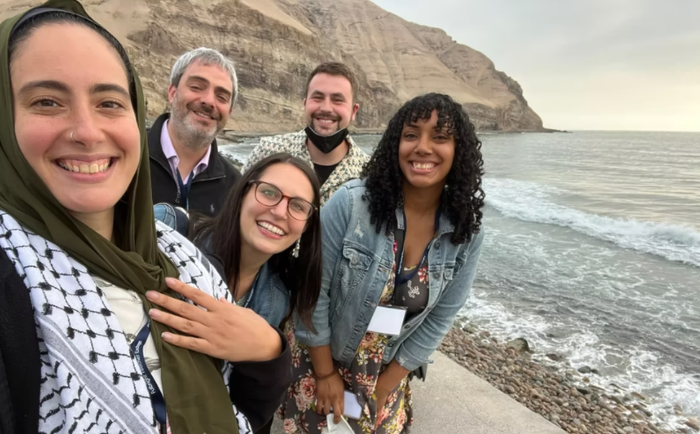 group of five U.S. Fulbright Teachers on the coast of Peru