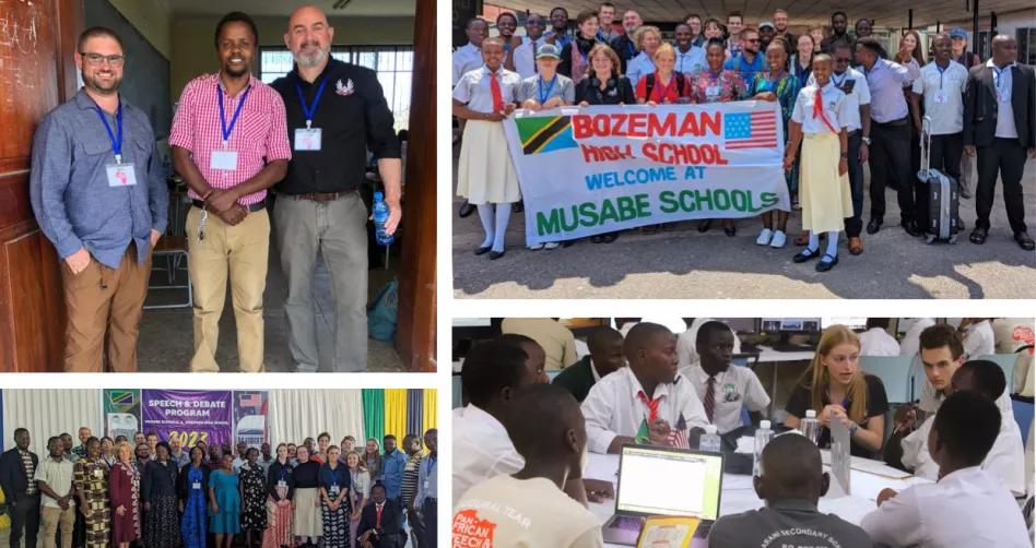 A photo collage of students and teachers
