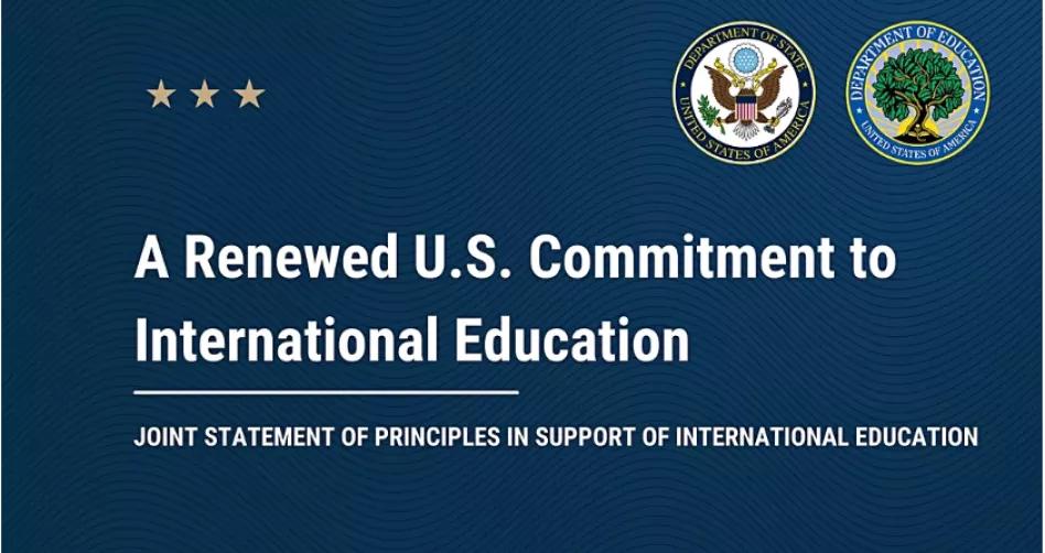 A graphic that says "A Renewed U.S. Commitment to International Education"